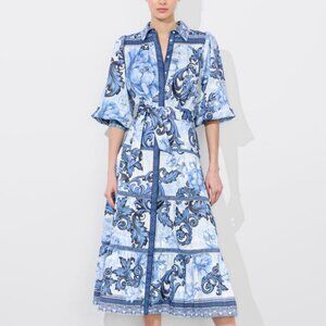 Alice + Olivia Geneva Midi Dress in Scroll Symphony